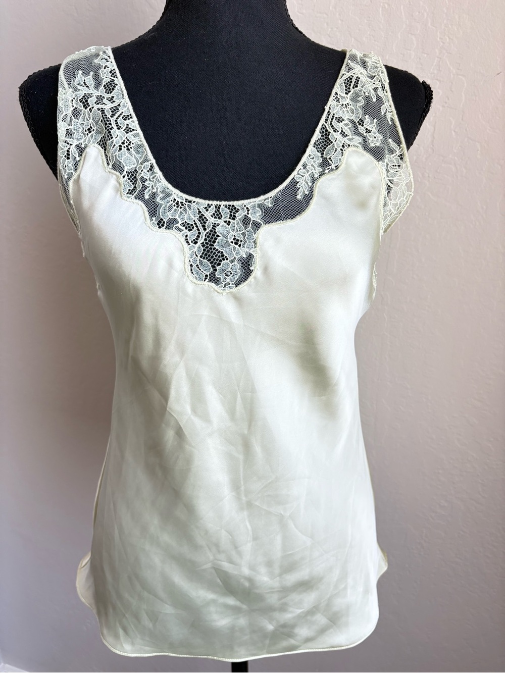 Zara Pale pistachio satin Lace Trim Camisole